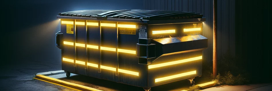 Reflective tape to prevent collisions with dumpster and roll off containers