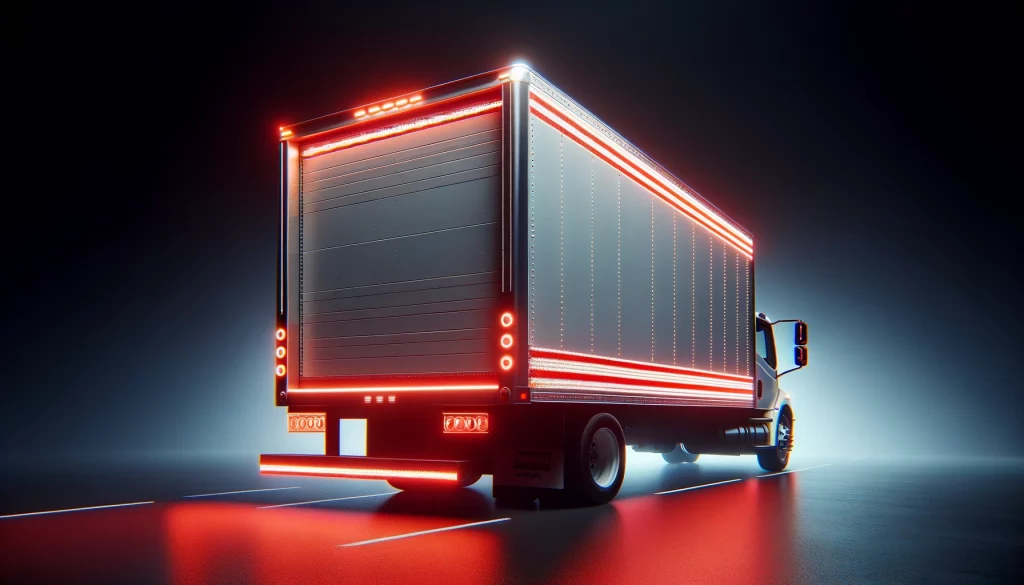 reflective tape on a straight box truck