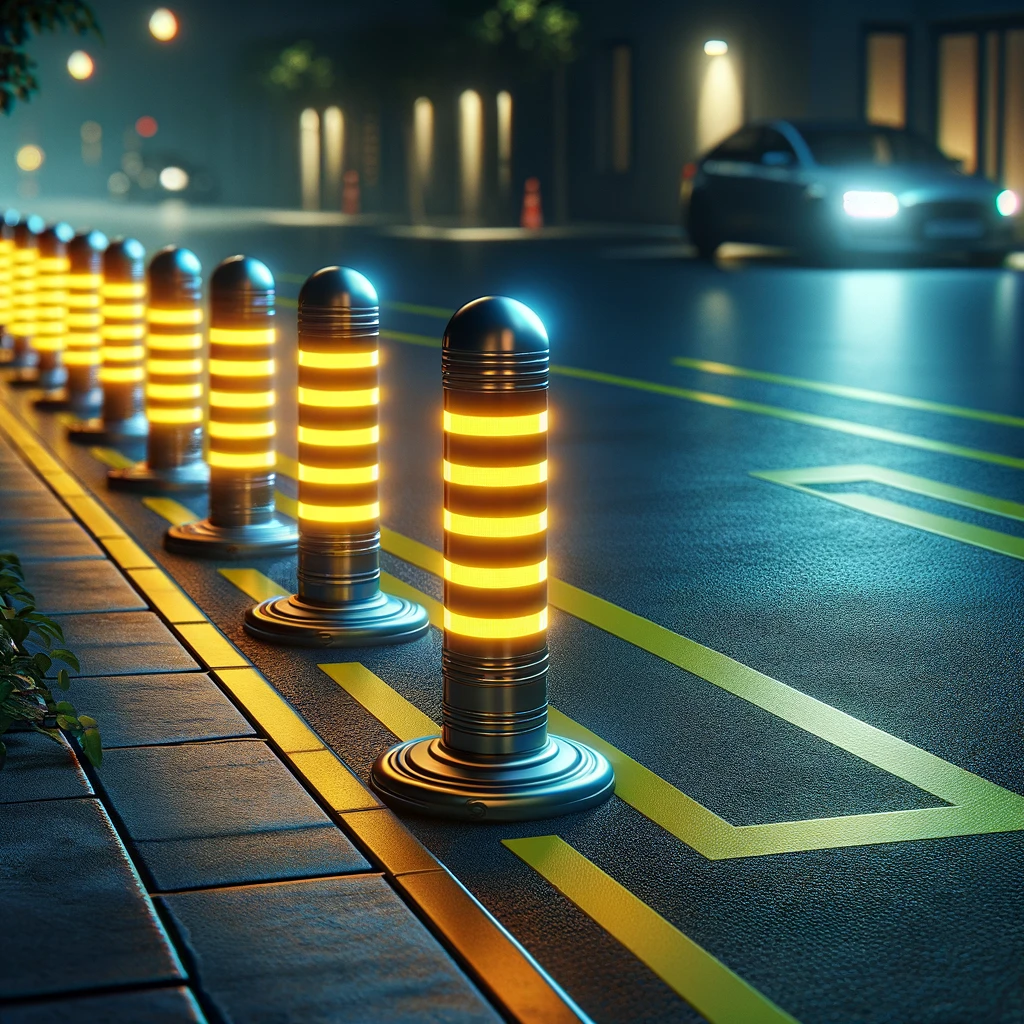 v82 reflective tape on bollards