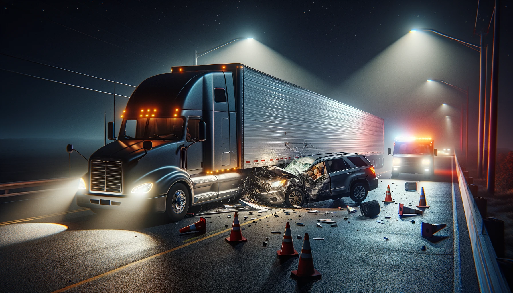 truck vehicle smaller car accident reflective tape