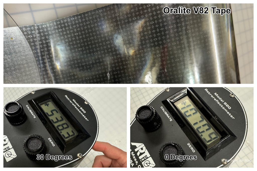 Oralite v82 type 5 reflective tape brightness study for different reflective tape using a retroreflectometer