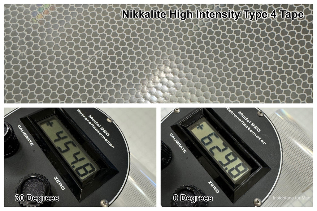 Nikkalite high intensity micro prismatic him brightness study for different reflective tape using a retroreflectometer