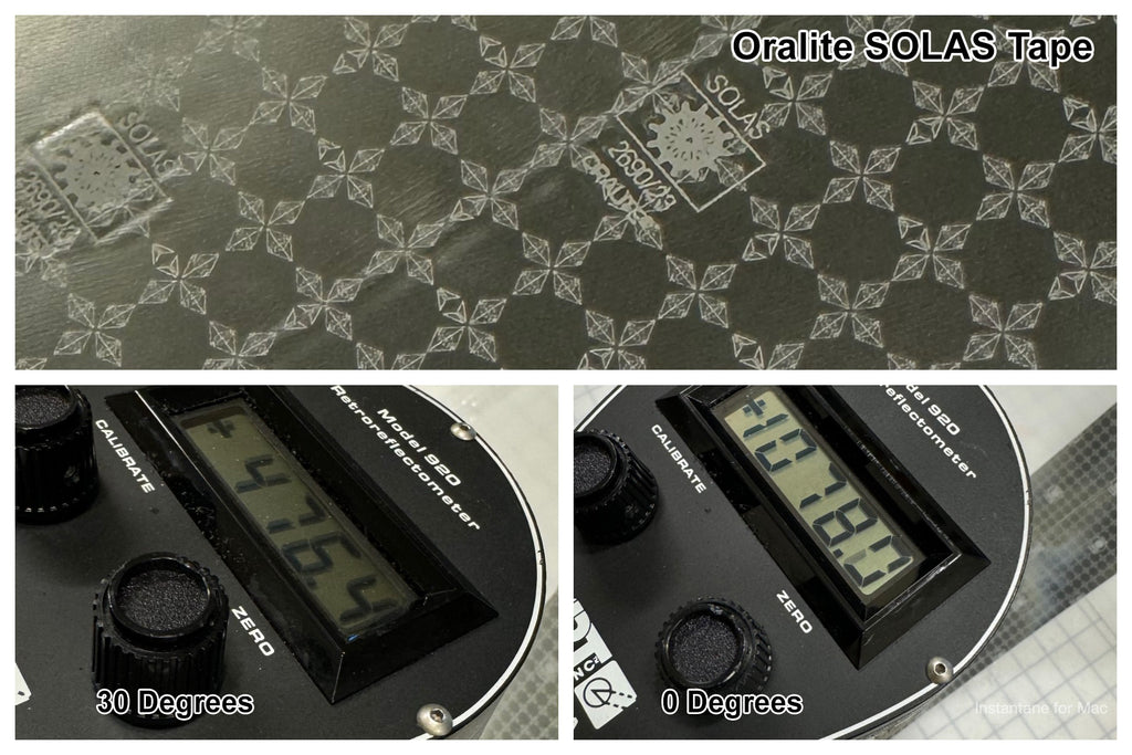 oralite solas 1403 1404 brightness study for different reflective tape using a retroreflectometer