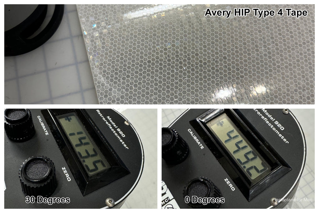 avery high intensity prismatic brightness study for different reflective tape using a retroreflectometer