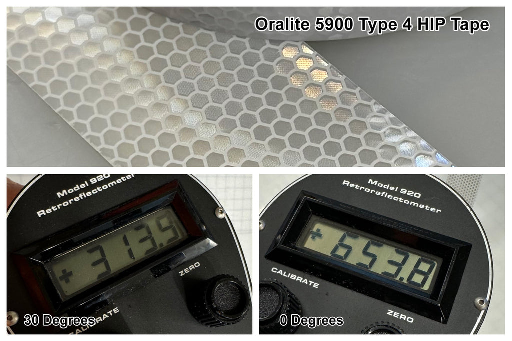 Oralite 5900 high intensity prismatic brightness study for different reflective tape using a retroreflectometer