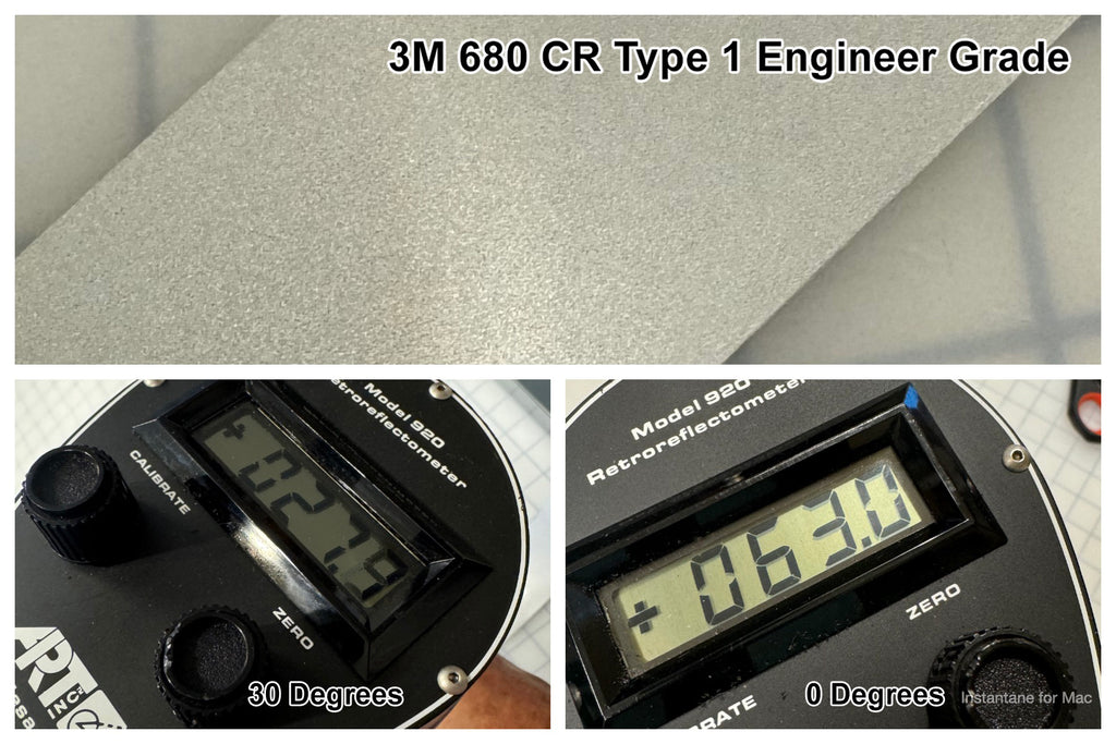 3m 680 CR engineer grade reflective tape brightness study for different reflective tape using a retroreflectometer