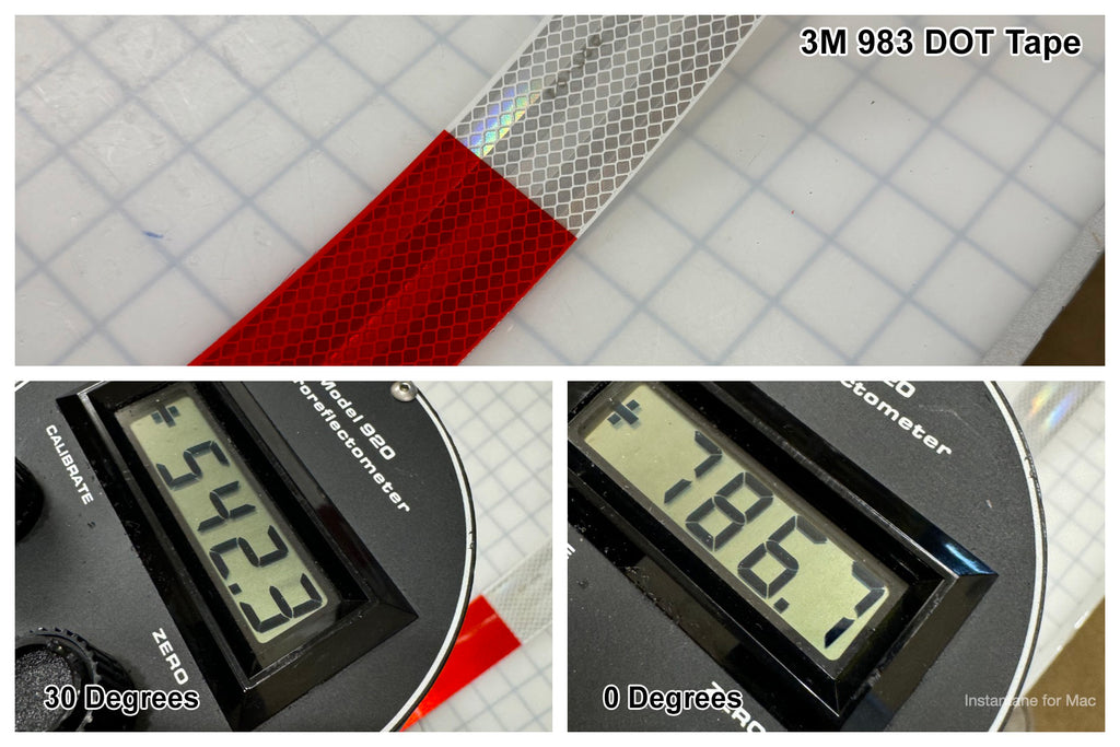 3m 983 dot c2 diamond grade brightness study for different reflective tape using a retroreflectometer